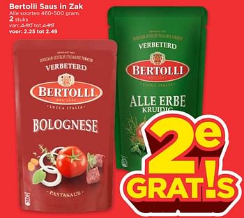 Aanbiedingen Bertolli saus in zak - Bertolli - Geldig van 15/07/2017 tot 22/07/2017 bij Vomar