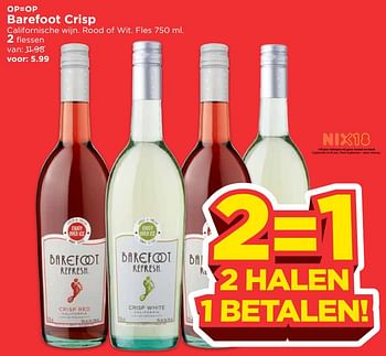 Aanbiedingen Barefoot crisp - Rode wijnen - Geldig van 15/07/2017 tot 22/07/2017 bij Vomar