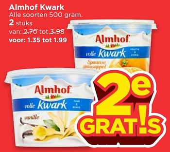 Aanbiedingen Almhof kwark - Almhof - Geldig van 15/07/2017 tot 22/07/2017 bij Vomar