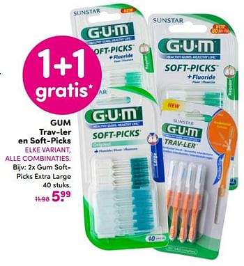 Aanbiedingen Gum trav-ler en soft-picks extra large - GUM - Geldig van 10/07/2017 tot 23/07/2017 bij da