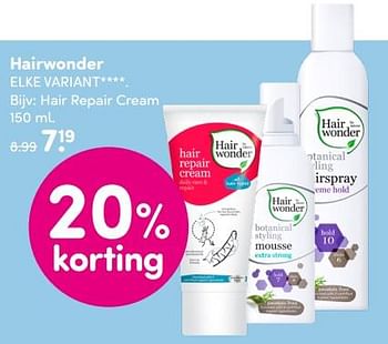 Aanbiedingen Hairwonder repair cream - Hairwonder - Geldig van 10/07/2017 tot 23/07/2017 bij da