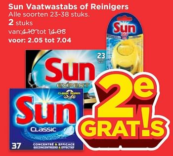 Aanbiedingen Sun vaatwastabs of reinigers - Sun - Geldig van 15/07/2017 tot 22/07/2017 bij Vomar