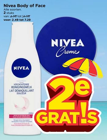 Aanbiedingen Nivea body of face - Nivea - Geldig van 15/07/2017 tot 22/07/2017 bij Vomar