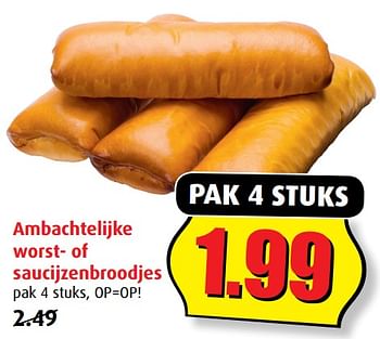 Aanbiedingen Ambachtelijke worst- of saucijzenbroodjes - Huismerk - Boni Supermarkt - Geldig van 12/07/2017 tot 18/07/2017 bij Boni Supermarkt
