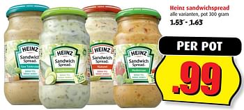 Aanbiedingen Heinz sandwichspread - Heinz - Geldig van 12/07/2017 tot 18/07/2017 bij Boni Supermarkt