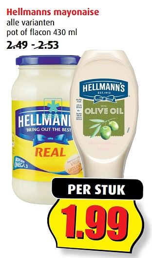 Aanbiedingen Hellmanns mayonaise - Hellman's - Geldig van 12/07/2017 tot 18/07/2017 bij Boni Supermarkt