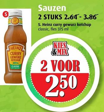 Aanbiedingen Heinz curry gewurz ketchup - Heinz - Geldig van 12/07/2017 tot 18/07/2017 bij Boni Supermarkt