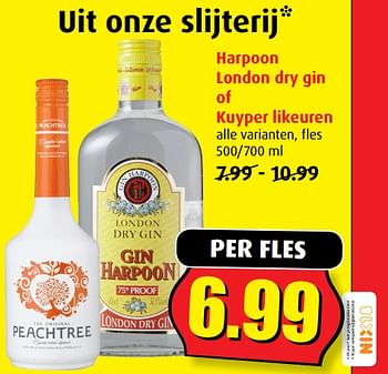 Aanbiedingen Harpoon london dry gin of kuyper likeuren - Huismerk - Boni Supermarkt - Geldig van 12/07/2017 tot 18/07/2017 bij Boni Supermarkt