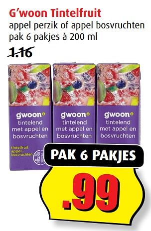 Aanbiedingen G`woon tintelfruit - Gâ€™woon - Geldig van 12/07/2017 tot 18/07/2017 bij Boni Supermarkt