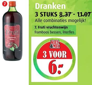 Aanbiedingen Fruti vruchtenwijn - Rode wijnen - Geldig van 12/07/2017 tot 18/07/2017 bij Boni Supermarkt