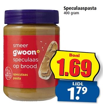Aanbiedingen Speculaaspasta - Gâ€™woon - Geldig van 12/07/2017 tot 18/07/2017 bij Boni Supermarkt
