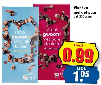 Aanbiedingen Vlokken melk of puur - Gâ€™woon - Geldig van 12/07/2017 tot 18/07/2017 bij Boni Supermarkt