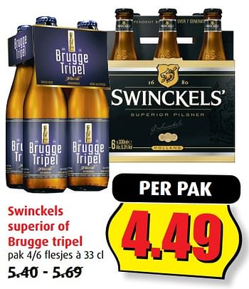 Aanbiedingen Swinckels superior of brugge tripel - Huismerk - Boni Supermarkt - Geldig van 12/07/2017 tot 18/07/2017 bij Boni Supermarkt
