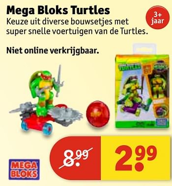 Aanbiedingen Mega bloks turtles - Mega Blocks - Geldig van 11/07/2017 tot 23/07/2017 bij Kruidvat