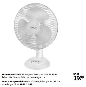 Aanbiedingen Eurom ventilator - Eurom - Geldig van 10/07/2017 tot 30/07/2017 bij Boerenbond