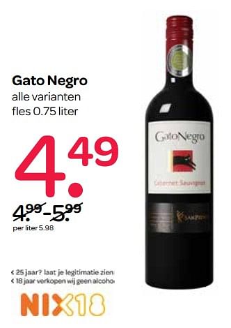 Aanbiedingen Gato negro - Rode wijnen - Geldig van 13/07/2017 tot 26/07/2017 bij Spar