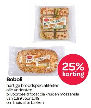 Aanbiedingen Focaccia kruiden mozzarella - Boboli - Geldig van 13/07/2017 tot 26/07/2017 bij Spar