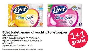 Aanbiedingen Edet toiletpapier of vochtig toiletpapier - Edet - Geldig van 13/07/2017 tot 26/07/2017 bij Spar