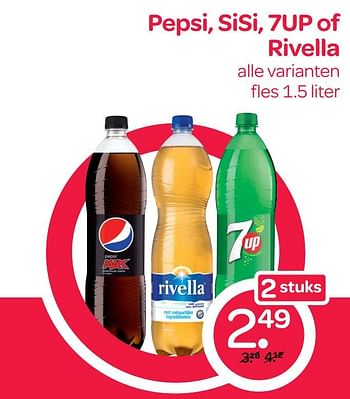 Aanbiedingen Pepsi, sisi, 7up of rivella - Huismerk - Spar  - Geldig van 13/07/2017 tot 26/07/2017 bij Spar