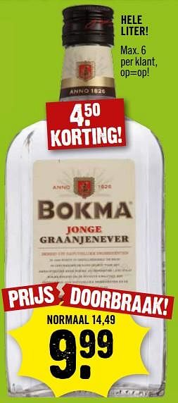 Aanbiedingen Bokma jonge graanjenever - BOKMA - Geldig van 15/07/2017 tot 22/07/2017 bij Dirk III