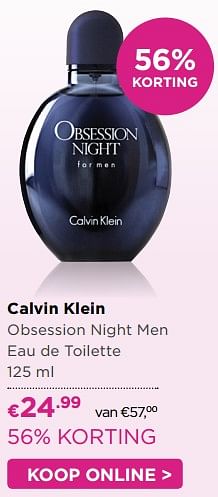 Aanbiedingen Calvin klein obsession night men eau de toilette 125 ml - Calvin Klein - Geldig van 11/07/2017 tot 30/07/2017 bij Ici Paris XL