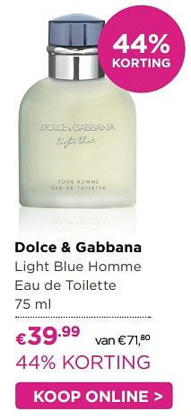 Aanbiedingen Dolce + gabbana light blue homme eau de toilette 75 ml - Dolce &amp; Gabbana - Geldig van 11/07/2017 tot 30/07/2017 bij Ici Paris XL