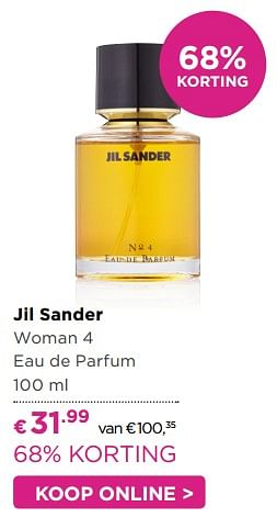 Aanbiedingen Jil sander woman 4 eau de parfum 100 ml - Jil Sander - Geldig van 11/07/2017 tot 30/07/2017 bij Ici Paris XL