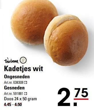 Aanbiedingen Kadetjes wit ongesneden - TRESBONNE - Geldig van 11/07/2017 tot 31/07/2017 bij Sligro