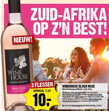 Aanbiedingen Winehouse blush rosé chardonnay of merlot - Rosé wijnen - Geldig van 15/07/2017 tot 22/07/2017 bij Dirk III