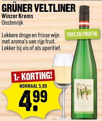 Aanbiedingen Grüner veltliner winzer krems - Witte wijnen - Geldig van 15/07/2017 tot 22/07/2017 bij Dirk III