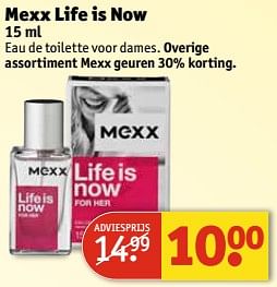 Aanbiedingen Mexx life is now eau de toilette voor dames - Mexx - Geldig van 11/07/2017 tot 23/07/2017 bij Kruidvat
