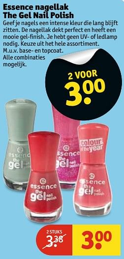 Aanbiedingen Essence nagellak the gel nail polish - Essence - Geldig van 11/07/2017 tot 23/07/2017 bij Kruidvat