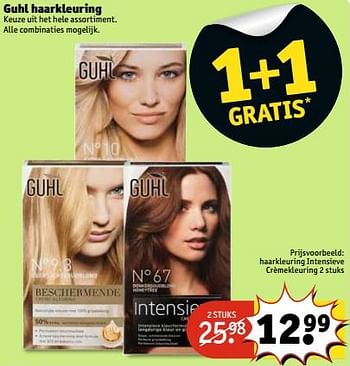 Aanbiedingen Haarkleuring intensieve crèmekleuring - Guhl - Geldig van 11/07/2017 tot 23/07/2017 bij Kruidvat