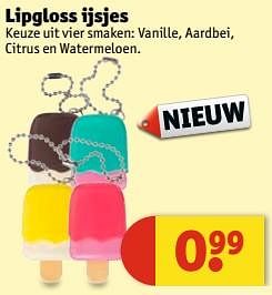 Aanbiedingen Lipgloss ijsjes - Huismerk - Kruidvat - Geldig van 11/07/2017 tot 23/07/2017 bij Kruidvat