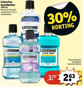 Aanbiedingen Listerine mondwater - Listerine - Geldig van 11/07/2017 tot 23/07/2017 bij Kruidvat
