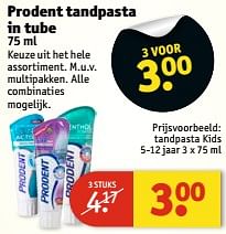 Aanbiedingen Prodent tandpasta in tube - Prodent - Geldig van 11/07/2017 tot 23/07/2017 bij Kruidvat