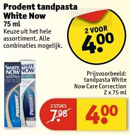 Aanbiedingen Prodent tandpasta white now - Prodent - Geldig van 11/07/2017 tot 23/07/2017 bij Kruidvat