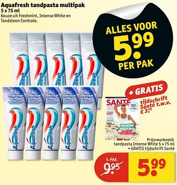 Aanbiedingen Aquafresh tandpasta multipak - Aquafresh - Geldig van 11/07/2017 tot 23/07/2017 bij Kruidvat