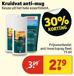 Aanbiedingen Anti insectspray deet - Huismerk - Kruidvat - Geldig van 11/07/2017 tot 23/07/2017 bij Kruidvat