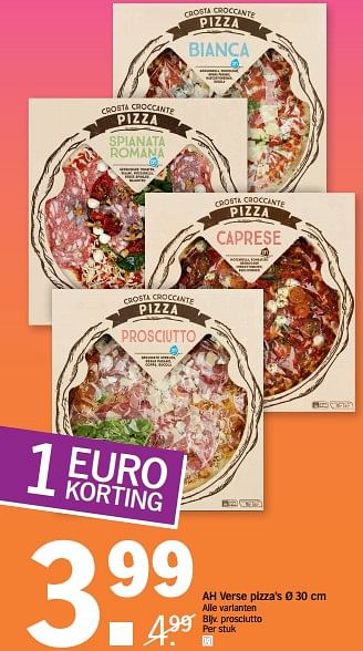 Aanbiedingen Ah verse pizza`s - Huismerk - Albert Heijn - Geldig van 15/07/2017 tot 22/07/2017 bij Albert Heijn