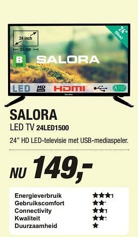Aanbiedingen Salora led tv 24led1500 - Salora - Geldig van 13/07/2017 tot 24/07/2017 bij Electro World