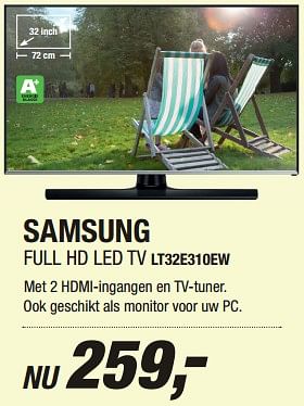 Aanbiedingen Samsung full hd led tv lt32e310ew - Samsung - Geldig van 13/07/2017 tot 24/07/2017 bij Electro World