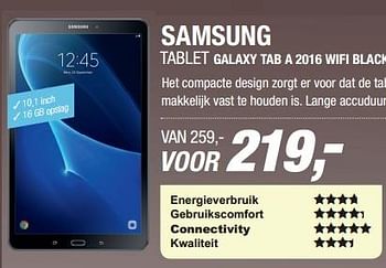 Aanbiedingen Samsung tablet galaxy tab a 2016 wifi black - Samsung - Geldig van 13/07/2017 tot 24/07/2017 bij Electro World