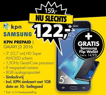 Aanbiedingen Samsung kpn prepaid galaxy j3 2016 - Samsung - Geldig van 15/07/2017 tot 23/07/2017 bij Expert