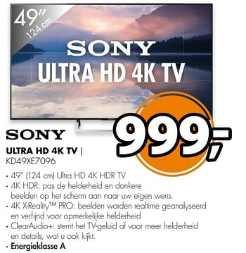 Aanbiedingen Sony ultra hd 4k tv kd49xe7096 - Sony - Geldig van 15/07/2017 tot 23/07/2017 bij Expert
