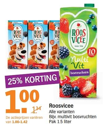 Aanbiedingen Roosvicee multivit bosvruchten - Roosvicee - Geldig van 15/07/2017 tot 22/07/2017 bij Albert Heijn