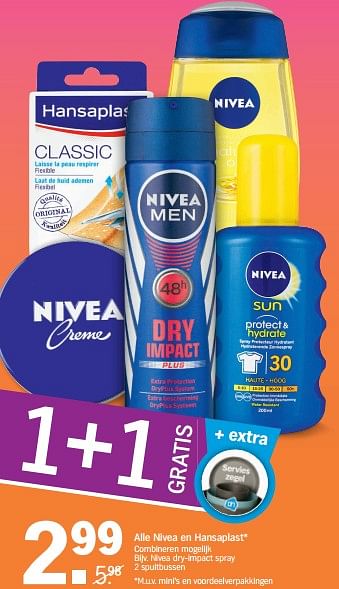 Aanbiedingen Nivea dry-impact spray - Nivea - Geldig van 15/07/2017 tot 22/07/2017 bij Albert Heijn
