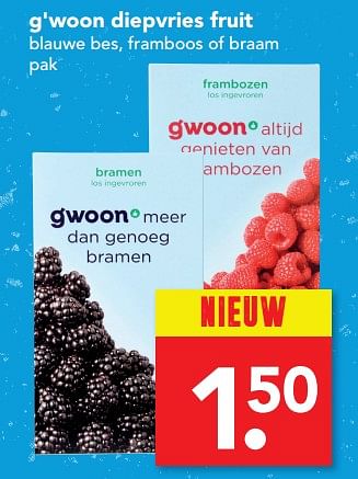 Aanbiedingen G`woon diepvries fruit - Gâ€™woon - Geldig van 16/07/2017 tot 22/07/2017 bij Deen Supermarkten