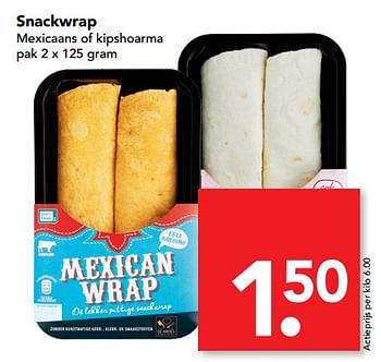 Aanbiedingen Snackwrap mexicaans of kipshoarma - Huismerk deen supermarkt - Geldig van 16/07/2017 tot 22/07/2017 bij Deen Supermarkten