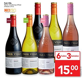 Aanbiedingen Park villa merlot, chardonnay of rosé - Rode wijnen - Geldig van 16/07/2017 tot 22/07/2017 bij Deen Supermarkten
